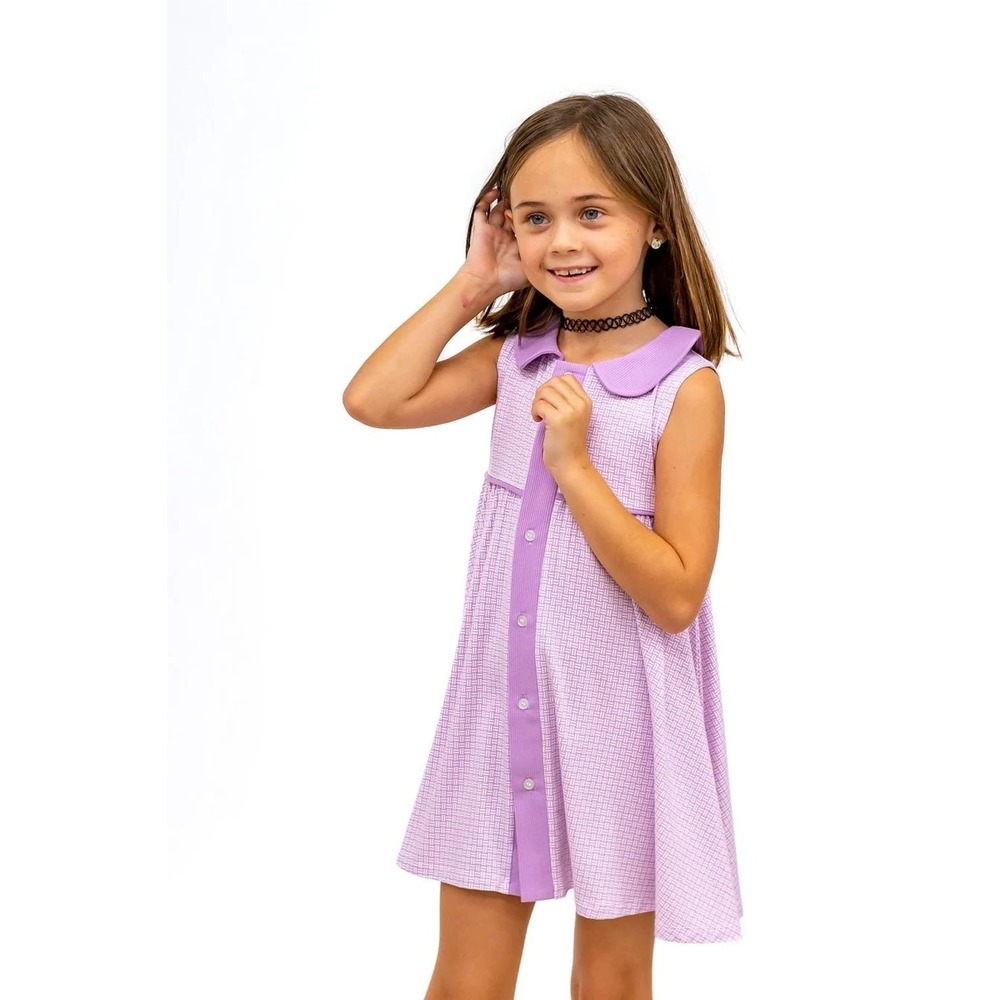 Sweet Bamboo Girls Purple Basketweave Button Front Dress 18-24 Months NWT